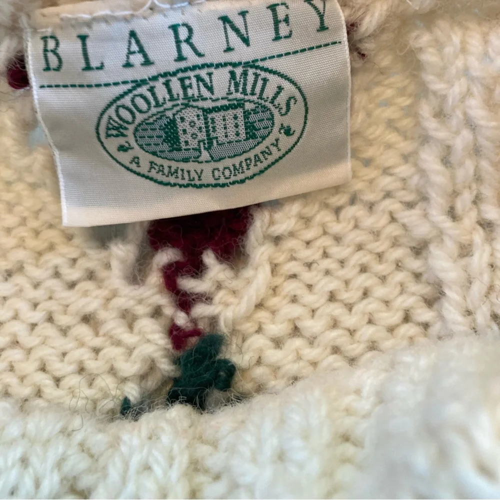 Vintage, Blarney Woolen Mills 100% New Wool, Traditional Aran, Handknit, Sweater - Picture 4 of 12